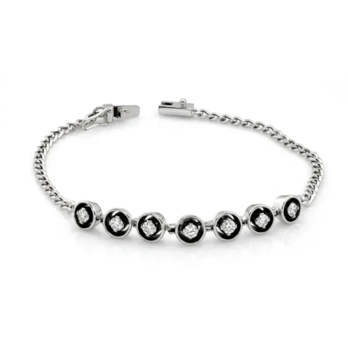 Bratara Dama din Aur alb cu 7 Diamante BBT009