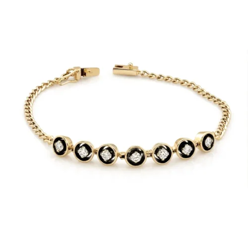 Bratara Dama din Aur galben cu 7 Diamante BBT009