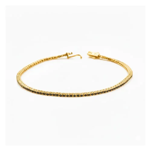 Bratara Tennis din Aur galben cu Diamante Negre 1.37ct