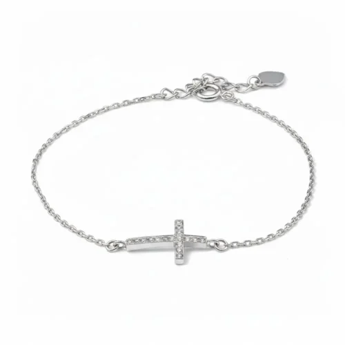 bratara din Aur alb cu Cruciulita si Diamante 0,17ct.