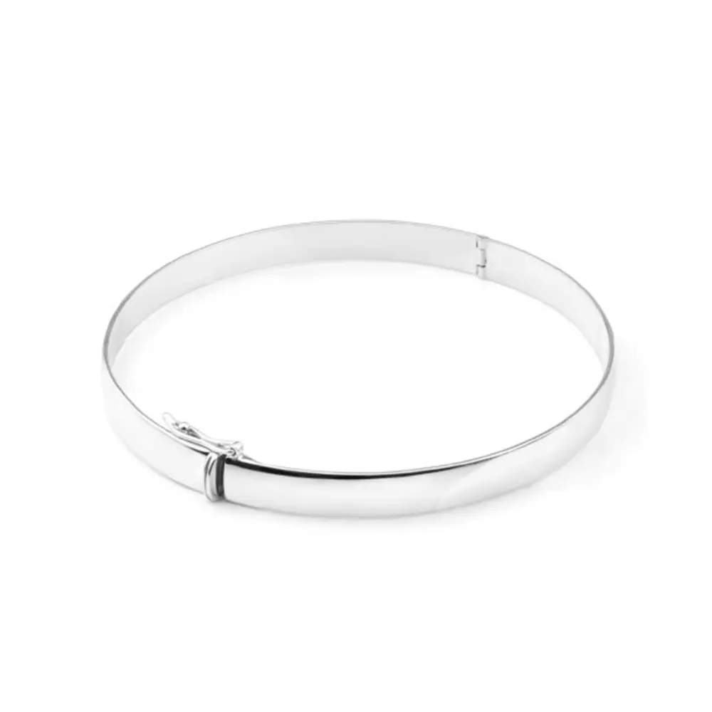 Bratara plina de dama din aur alb