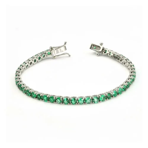 Bratara tennis din aur alb cu Smaralde