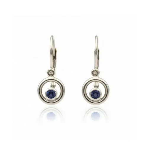 Cercei Aur pentru Copii cu Safir