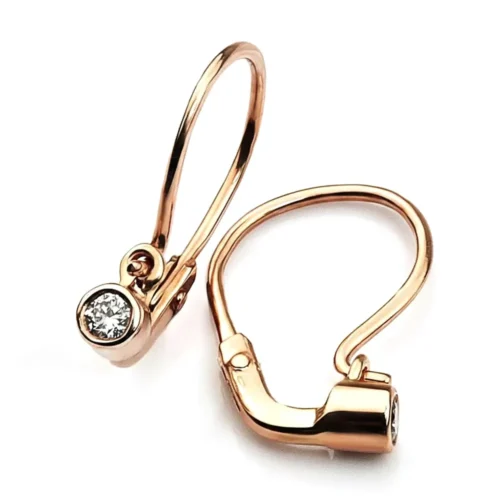 Cercei din Aur roz pentru Copii cu diamant CCD002