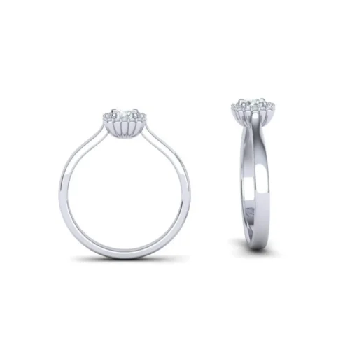 Inel AUR ALB de logodna Halo cu Diamante IL067