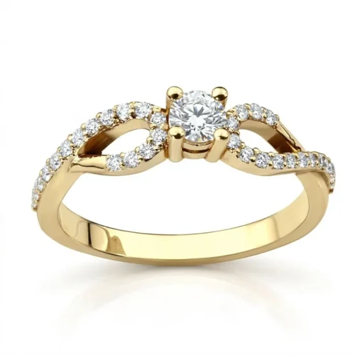 Inel AUR galben logodna cu diamant 0,20ct. IL017