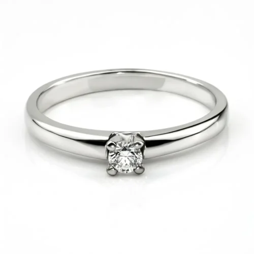 Inel Aur ALB Solitaire cu Diamant 0.10ct. IL042