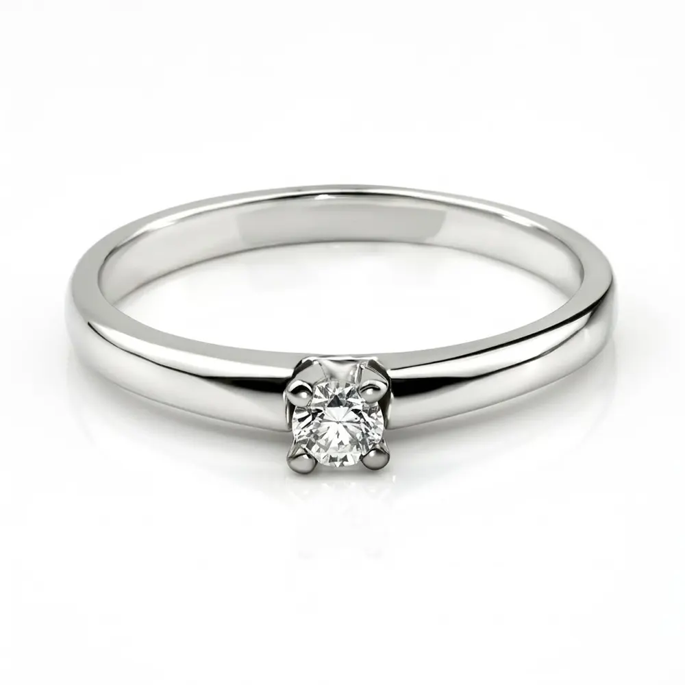 Inel Aur ALB Solitaire cu Diamant 0.10ct. IL042