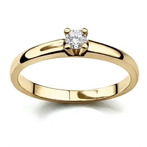 Inel Aur GALBEN Solitaire cu Diamant 0.10ct. IL042