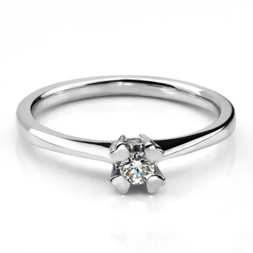 Inel Solitar Clasic din Aur alb Diamant 0.10ct