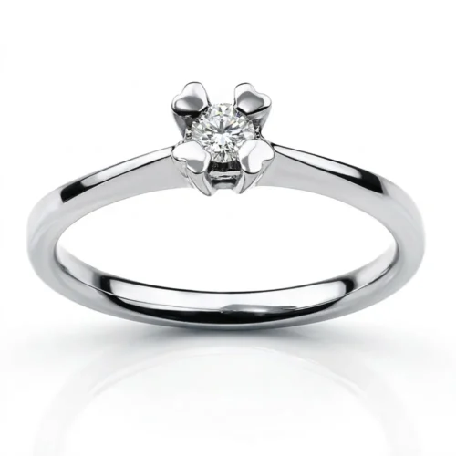 Inel Solitar Clasic din Aur alb Diamant 0.10ct IL023