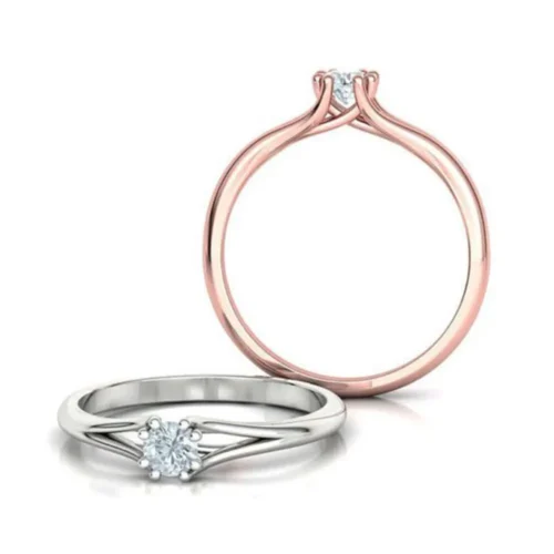 Inel alb roz de Logodna cu Diamant 0,25ct. IL187