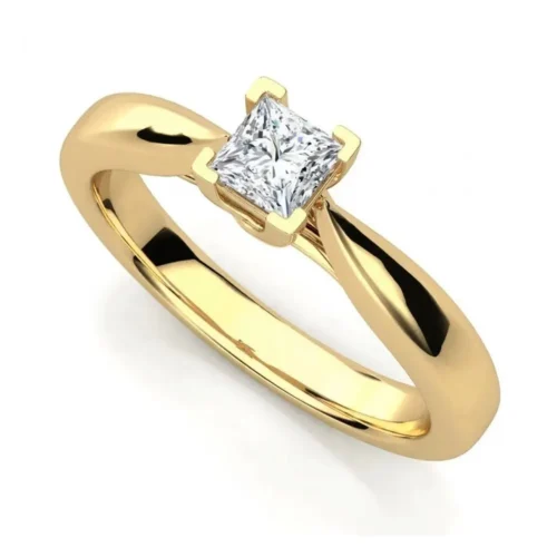 Inel aur GALBEN 14k cu Diamant Princess 0.35ct. IL073