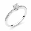 Inel aur alb de logodna Sidestone cu Diamant Central Rotund