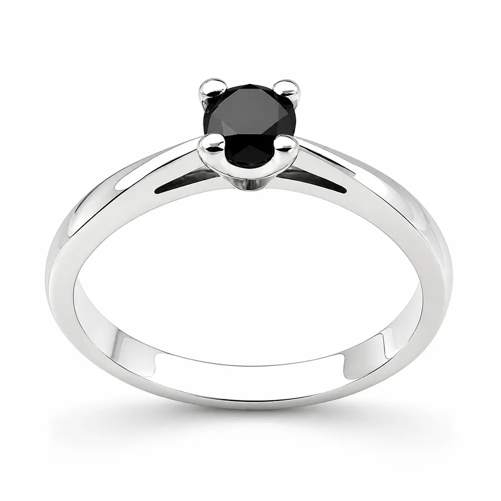 Inel aur alb de logodna din Aur cu Diamant Negru 0.20ct IL180