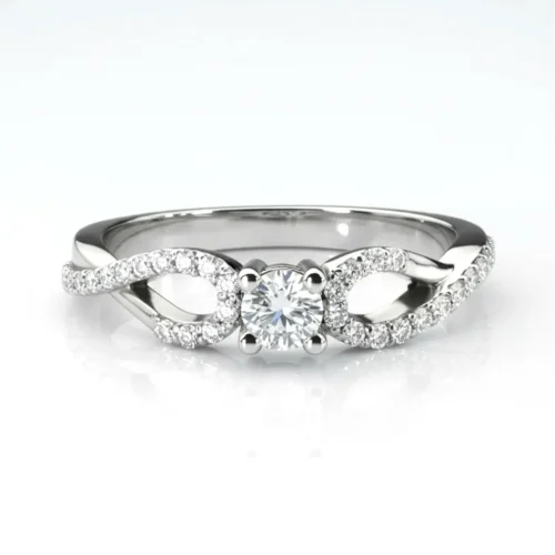 Inel aur alb logodna cu diamant 0,20ct. IL017