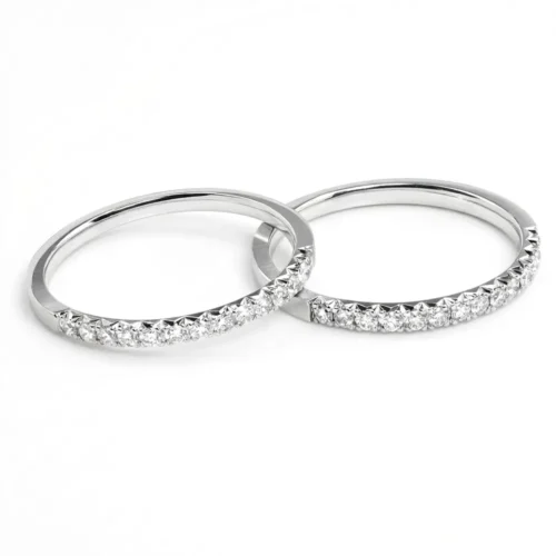 Inel aur alb semieternity fishtail IL166