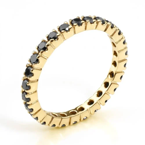 Inel aur galben Eternity cu Diamante Negre IL104