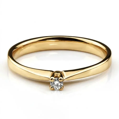Inel aur galben Simplu cu Diamant 0.05ct