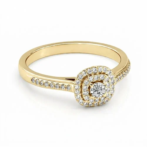 Inel aur galben anturaj cu diamante