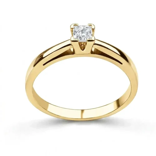 Inel aur galben de Logodna cu Diamant Princess 0,30ct IL121