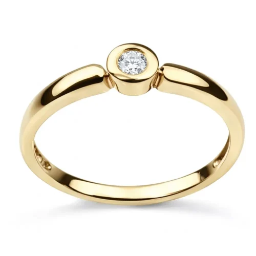 Inel aur galben de Logodna cu Diamant in Caseta