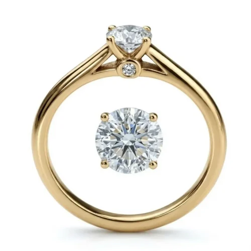 Inel aur galben de logodna Celeste cu diamante