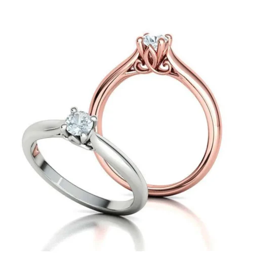 Inel aur roz alb de Logodna Solitaire cu Diamant IL190