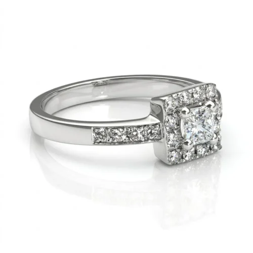 Inel cu montura patrata si diamante IL028