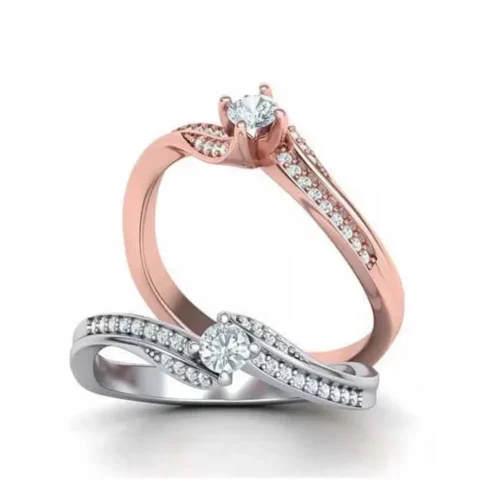 Inel de Logodna aur roz alb cu Diamante – 0,26ct. IL063