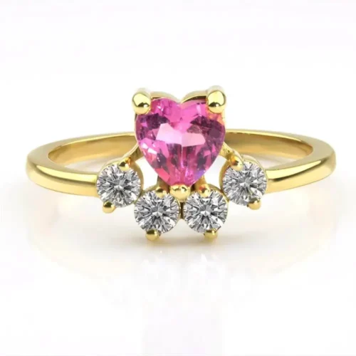 Inel de Logodna cu Safir Roz si Diamante IL137