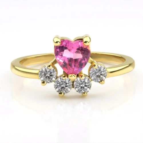 Inel de Logodna cu Safir Roz si Diamante IL137