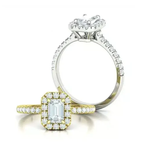Inel de Logodna din Aur ALB GALBEN cu Diamant Emerald IL175