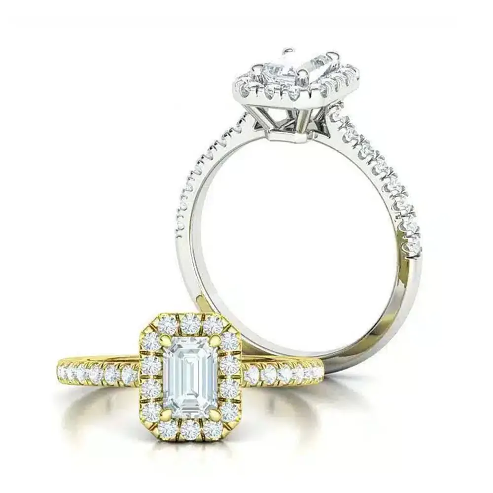 Inel de Logodna din Aur ALB GALBEN cu Diamant Emerald IL175