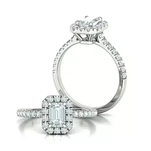 Inel de Logodna din Aur ALB cu Diamant Emerald IL175