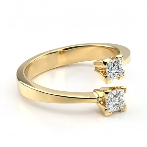 Inel de logodna AUE GALBEN cu doua Diamante Princess IL181