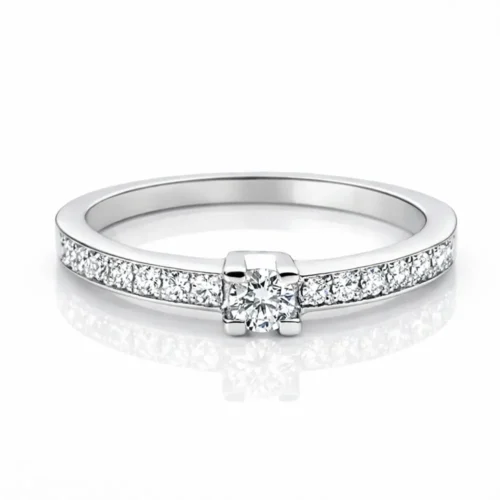 Inel de logodna Side-Stone cu Diamante aur alb