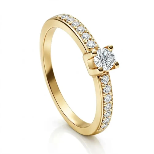 Inel de logodna Side-Stone cu Diamante aur galben