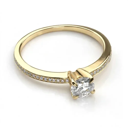 Inel de logodna Side-Stone din Aur glaben 18k cu Diamant IL123