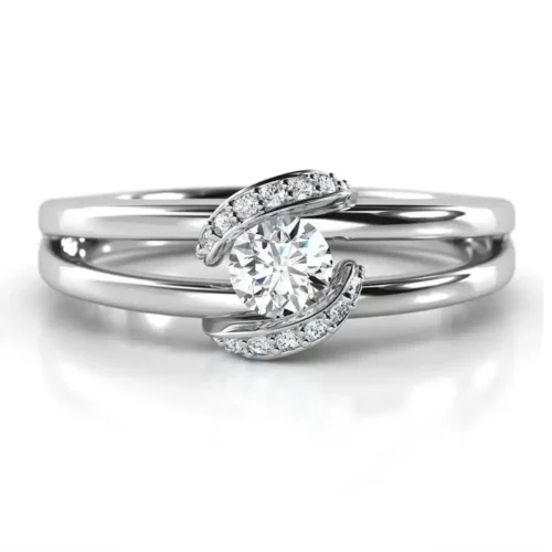 Inel de logodna aur alb cu diamant 0,24ct.IL165 culcat