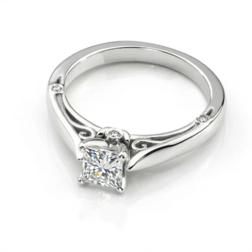 Inel de logodna cu diamant patrat(princess)