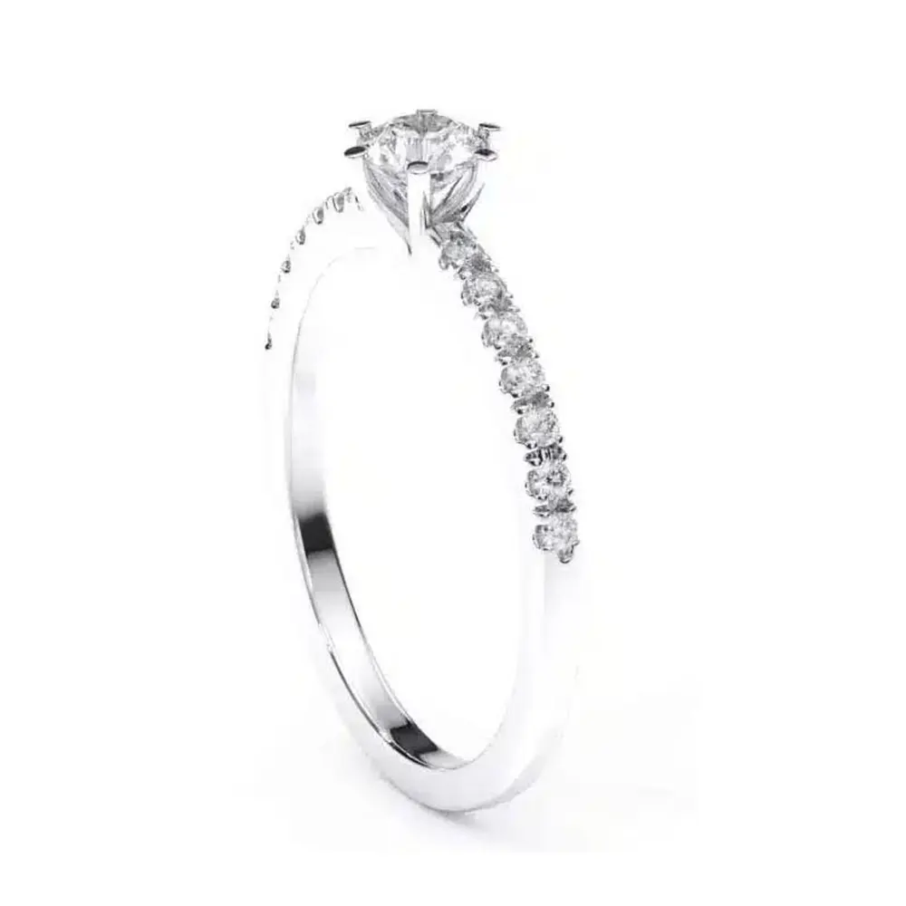 Inel de logodna cu diamante 0.43ct montat în aur alb