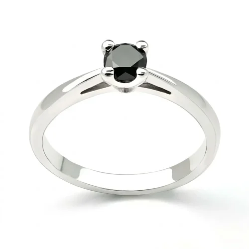 Inel de logodna din Aur ALB cu Diamant Negru 0.20ct – IL180