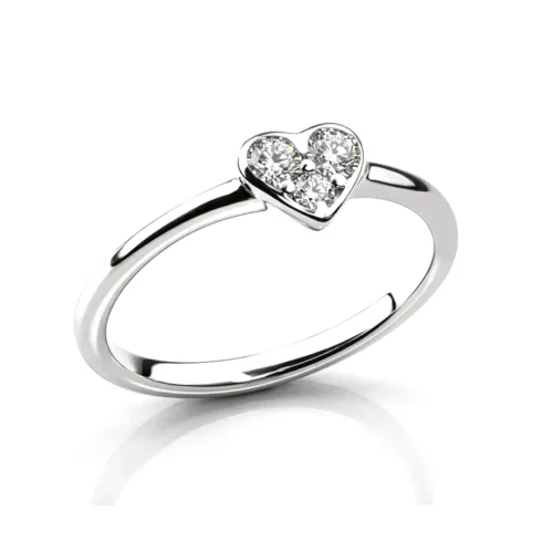 Inel de logodna din Aur ALB model Inima cu Diamant IL088