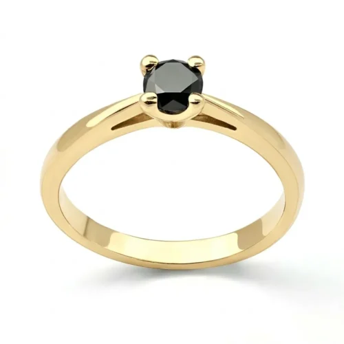 Inel de logodna din Aur GALBEN cu Diamant Negru 0.20ct IL180