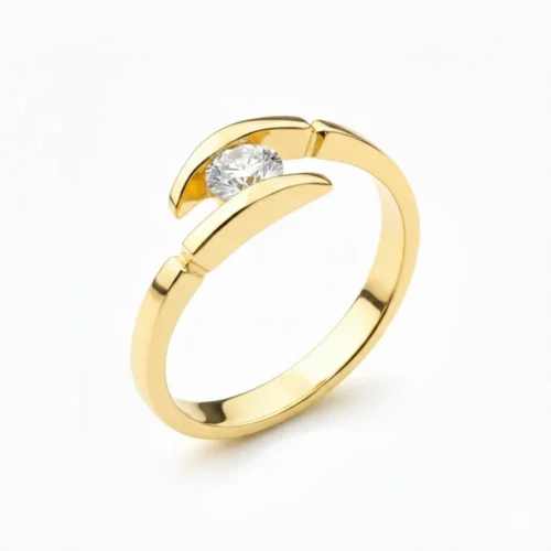 Inel din Aur GALBEN CULCAT cu Diamant 0,30ct.