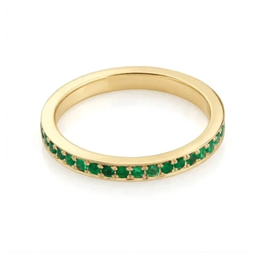 Inel eternity din aur galben cu smarald 0.70ct