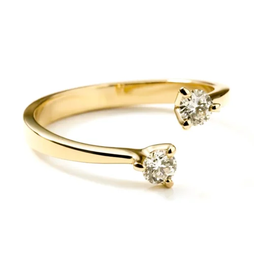 Inel de logodna cu doua diamante rotunde