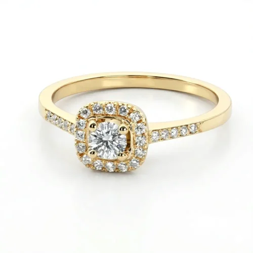 Inel logodnă Anturaj GALBEN 14k cu diamante IL124