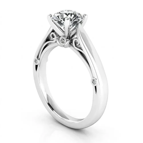 Inel logodna aur alb solitaire cu briliant 0,50ct